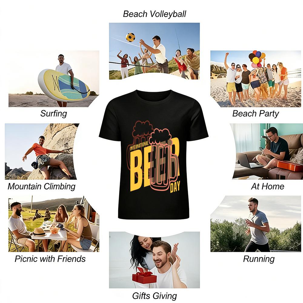 International Beer Day Graphic Tee Unisex Casual Breathable Top Pure cotton T-shirt