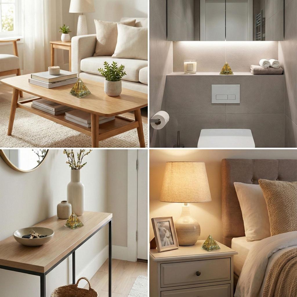 RELIGHT Orgonite Pyramid-Shaped Power Stone Natural Stone Purification Healing Energy Ornament Height 6.5cm Width 6cm (Tiger's Eye)