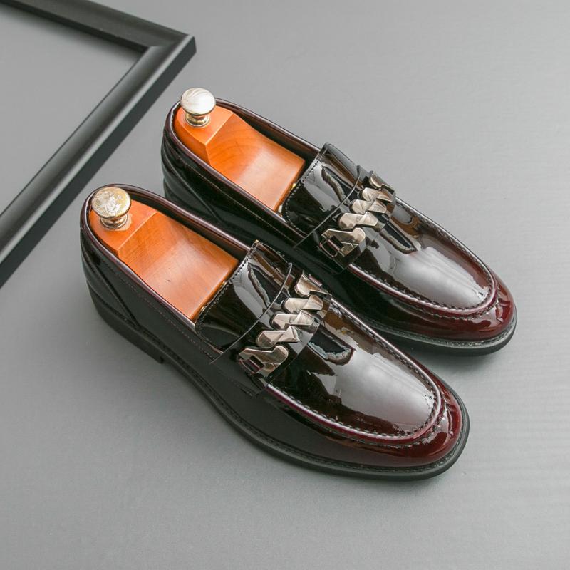 

Мода 2025 Новые кожаные лоферы Мужские для вечеринки, свидания, элегантные и удобные, низкий верх, кожаная обувь мужская, модная деловая обувь 46 красный