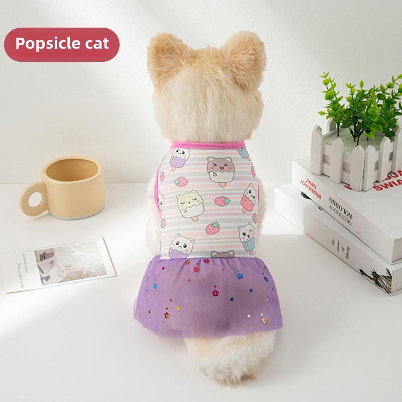 New Cat Dog Mesh Skirt Princess Dress Summer Ultra-thin Cool Cat Pet Clothes