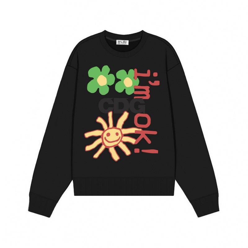 Relaxed Fit Cotton Sweatshirt With Heart Print Long Sleeve Crew Neck Fleece Lined Unisex Winter Casual Top