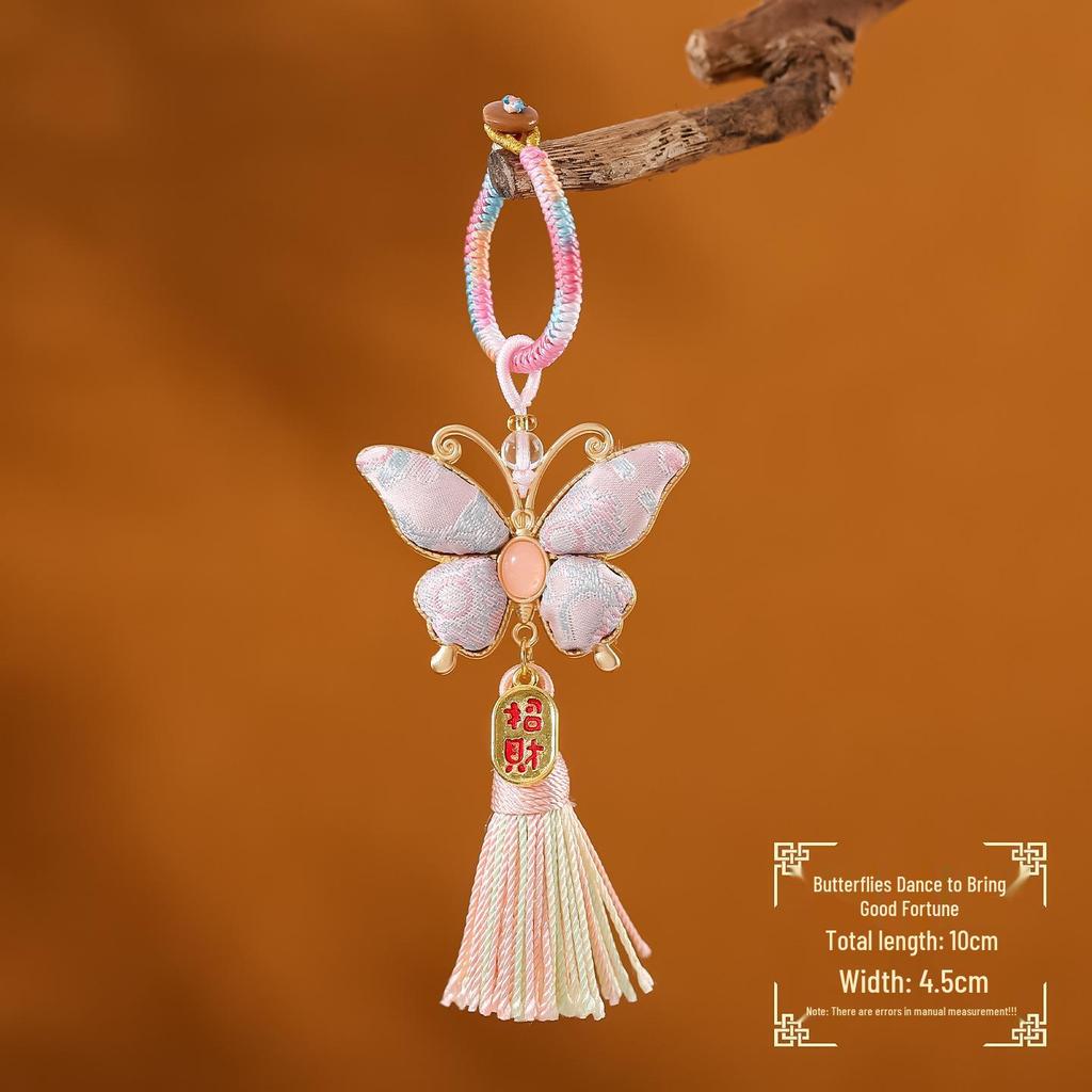 Song Brocade Embroidery Butterfly Pendant - Handmade Chinese Style Bag, Car, and Cheongsam Ornament