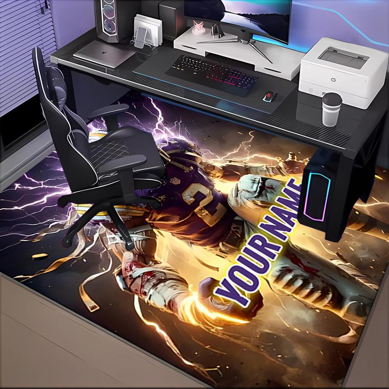 1PC Custom Name Electric Football Player Theme Floor Mat Ideal for Living Room, Game Rooms, Office, Bedroom,Floor Mat Playful Design236