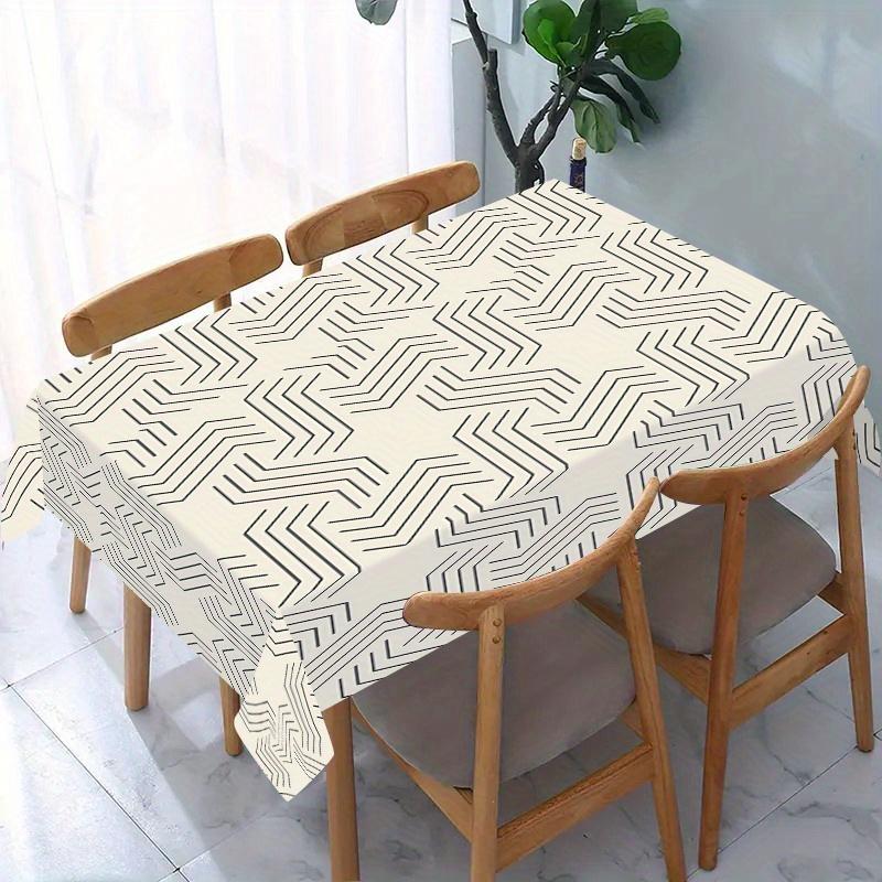 JIT + 1pc polyester tablecloth, simple geometric pattern tablecloth, woven table coverzyc