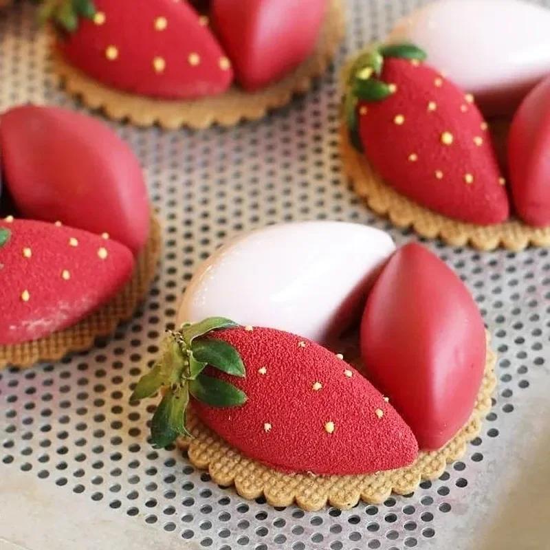 12 Fondant Mold Cavity Silicone Cake Form Quenelle Shaped Mould Mousse Cake Chocolate Decorating Tools Baking Pan Tray