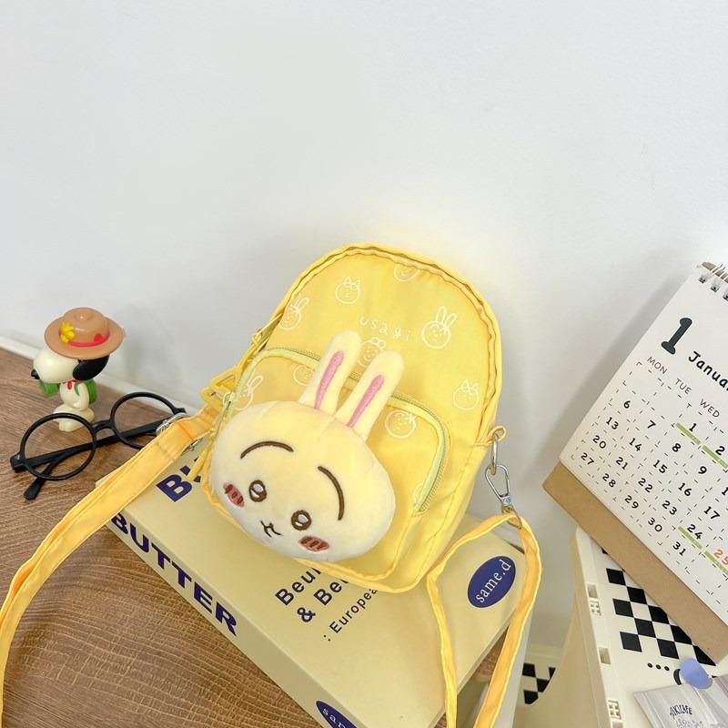 New Cute Cartoon Jiyi Bear Doll Canvas Small Square Bag with Sweet Personality Out of the Street Single Shoulder Crossbody Backpack Female