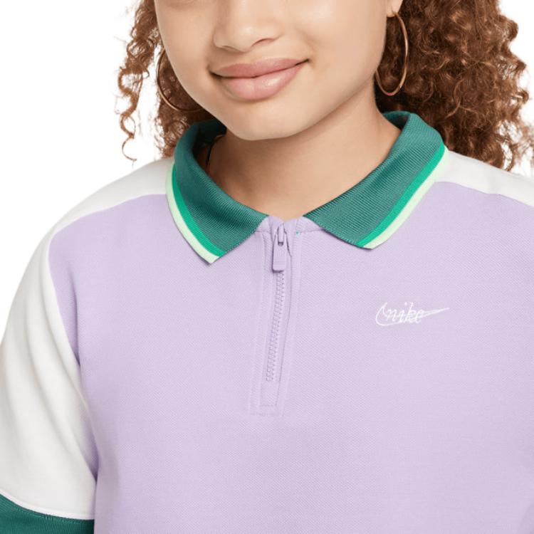 Nike Sportswear Color Block Soft Comfortable Casual Short Sleeve T-Shirt Kids Tops Hydrangea-Purple White FV0188515