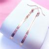 Exquisite Color Gold Niche Simple Fringed Earrings Shiny Women'S Rose Gold Pure Russian Purple Gold Long Earrings
