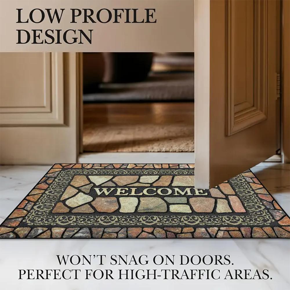 Non-Slip Absorbent Stone Pattern Welcome Doormat Indoor And Outdoor Entrance Carpet Home Decoration Floor Mat