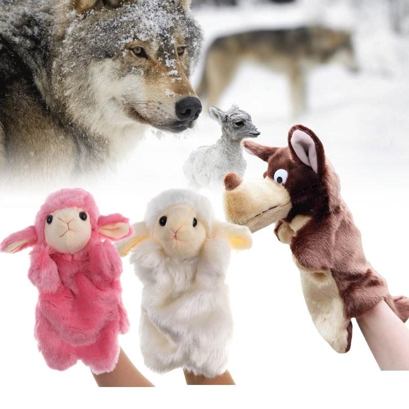 Adorable White Sheep And Big Bad Wolf Storytelling Puppet Hat For Kids Playtime