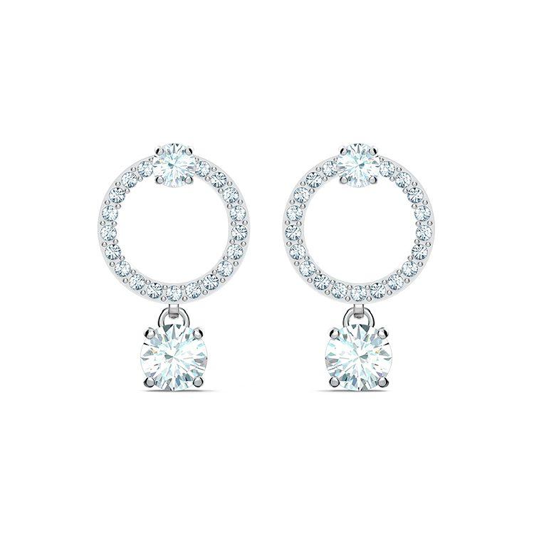 Swarovski Circle Attract Rhodium Plated Earrings Women earrings White 5563278 Box (Random Color)