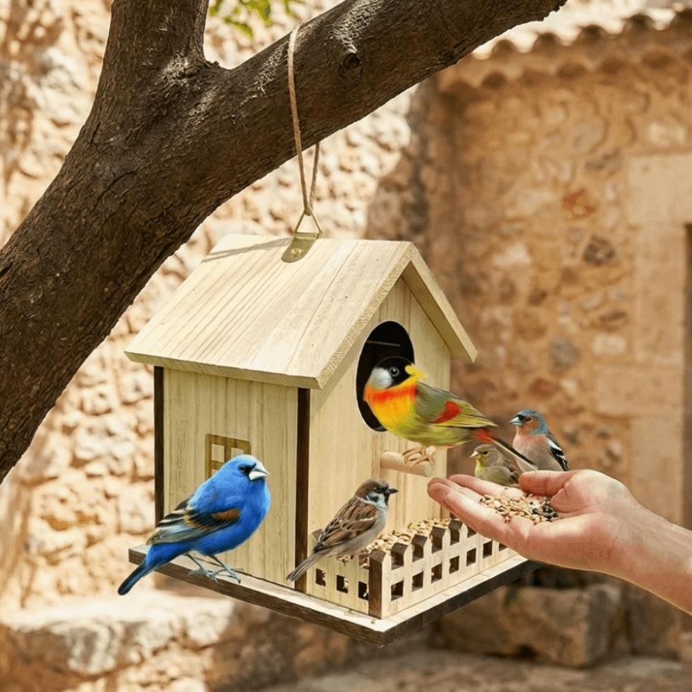 Parrot Mating Box Wood Bird House Hanging Bird Feeder House Bird Nest  Patio Decorative