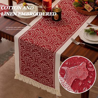 Nordic Linen Polyester Table Runner Individual Table Placemats Tablecloth for Table Waterproof Cloth Table Runner