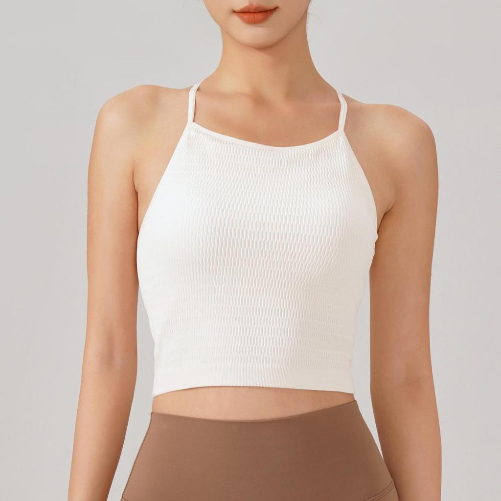 Yoga One-Piece Shockproof Camisole Sports Bra with Chest Pads & Beautiful Back Design for Women