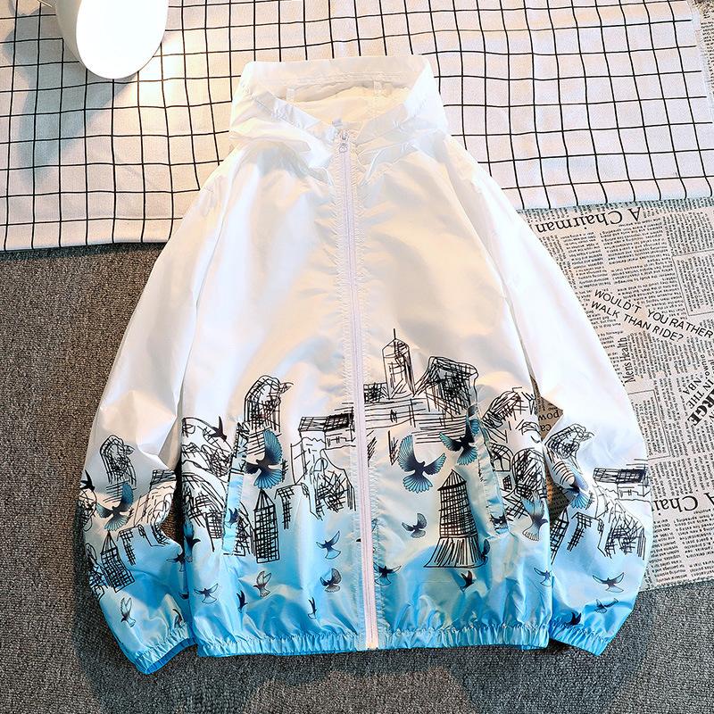 Letní tenká bunda na opalování MAITA Módní pánská a dámská bunda s přechodovým potiskem pro volný čas
