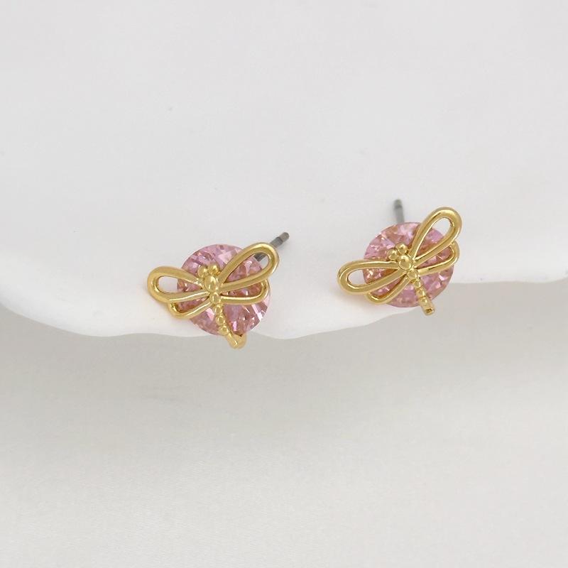 

Manufacturer S Supply Summer Women S High-End Sweet Pink Zircon Earrings Women S Earrings Spot рожевий