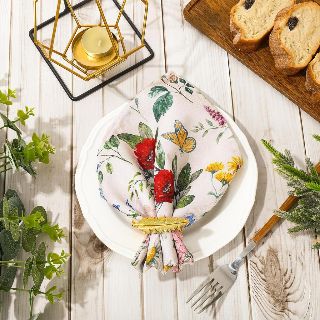 Wildfloral Cloth Napkin Vintage Wildflower Dinner Napkin Reble Kitchen Table Top Collection for Farmhouse Party Dining Table Decor, Set of 4, 18 x 18