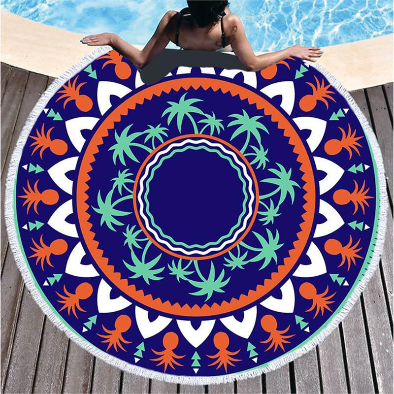 Mandala Pattern Microfiber Beach & Bath Towel - Luxurious Feel & Decorative Floor Mat