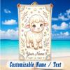 Floral Garden Theme Beach Towel Personalized Custom Name & Text Soft Quick Dry Beach Towel for Swimming Travel