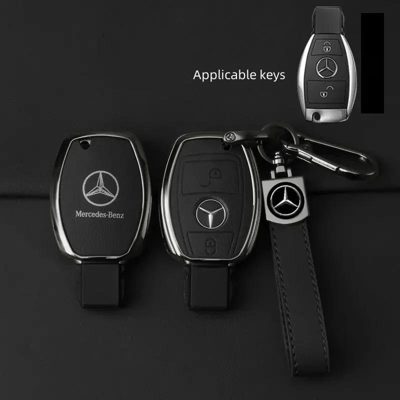 Alloy Style Car Key Case Cover Shell Fob For Mercedes Benz A B C E G Class C200 C300 E350 W205 E260L GLK A45 AMG BGA Accessories FK1
