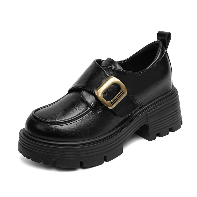 Fashion Muffin Thick-soled Round Head Wind Breathable One-pedal Women's Small Leather Shoes Single Shoes