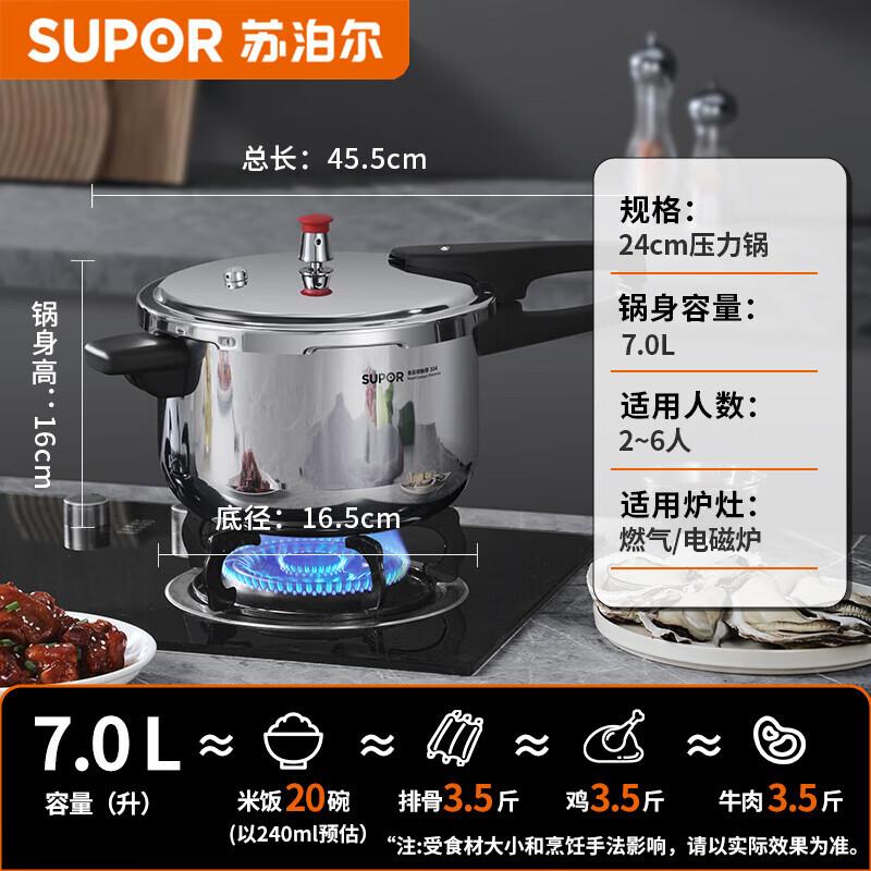Supor 7L 304 Stainless Steel Pressure Cooker