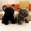 New 28cm Bulldog Plush Toy Realistic Stuffed Animals Black Grey Bulldog Plush Lifelike Pet Dog Soft Doll Gift