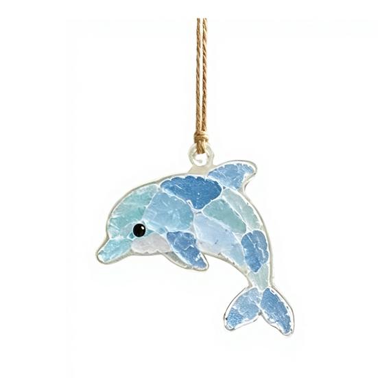Sea Glass Suncatcher Ornament, Handmade Animal Ocean Sea Glass Acrylic Hanging Pendants, DIY Sea Glass Summer Hanging Ornament Decor, Valentine's Day