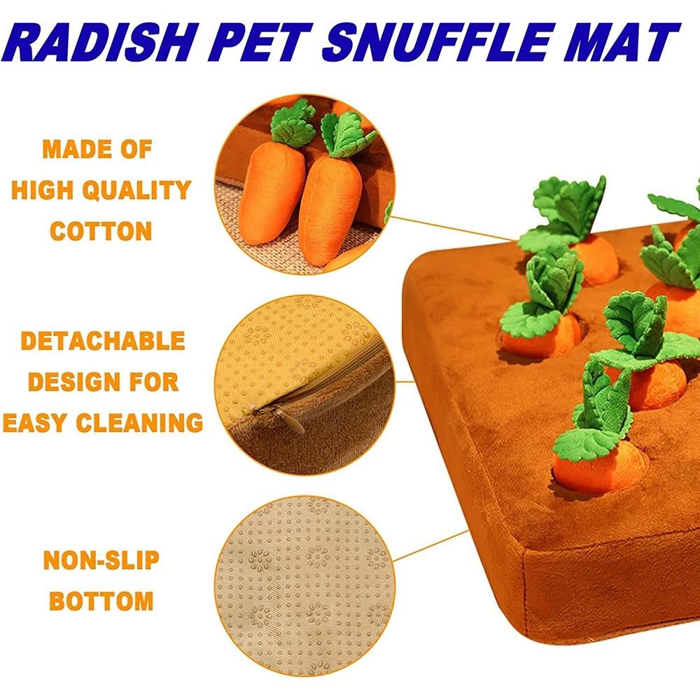Professional Cat Dog Puzzle Toy Durable Dogs Pets Plush Carrot Chew Toys Snuffle Mat Dog Puzzle Feeder Toy Puppy Sniff Food Toys Eating Sport