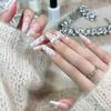 Handcrafted Sweet Tanggao Cat Eye Nails with Bow - High-End Removable Summer Nail Art