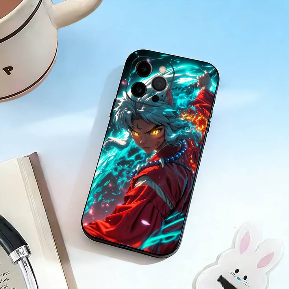 S-Sesshomaru Inuyasha Anime Phone Case For iPhone 17,16,15,14,13,12,11 Plus,Pro Max,XS,Soft Silicone Black Cover