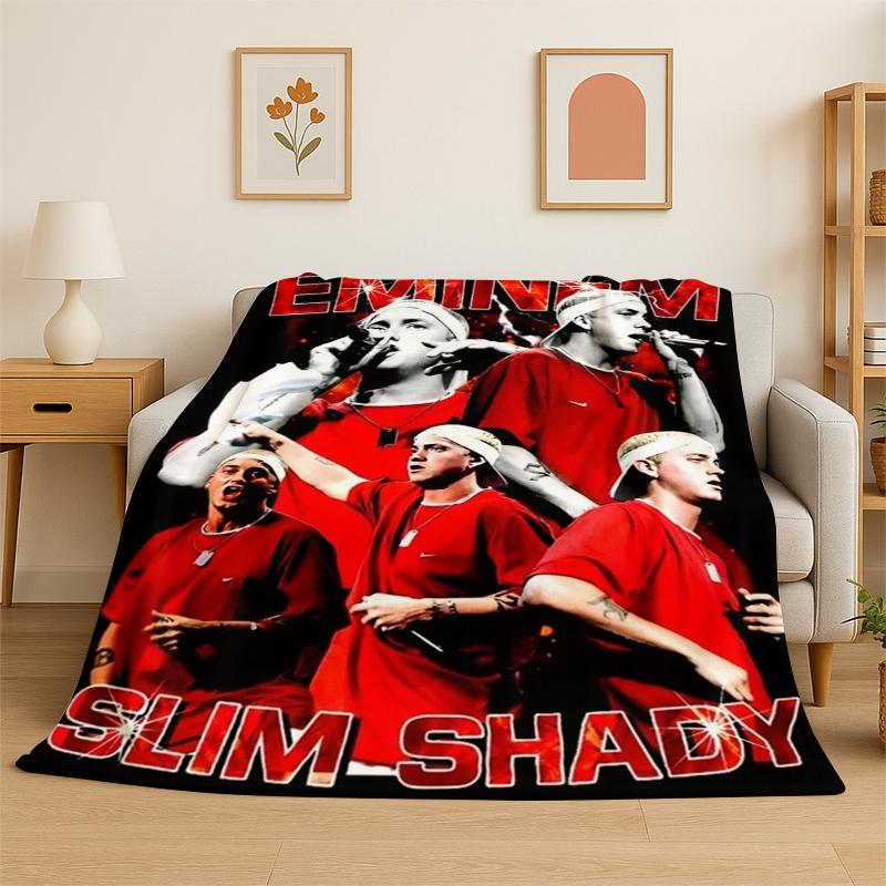 Rapper Eminem Tupac 14Pac Hip Hop Rap God Flannel Blanket Soft Warm Throw Blanket For Bedroom Living Room Bed Travel Picnic