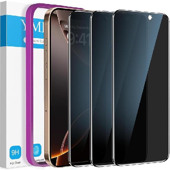 YMHML 2 Pack for iPhone 14 Pro Max Privacy Screen Protector, Upgrade Anti Spy Tempered Glass Privacy Screen for iPhone 14 Pro Max (6.7 Inch), Scratch