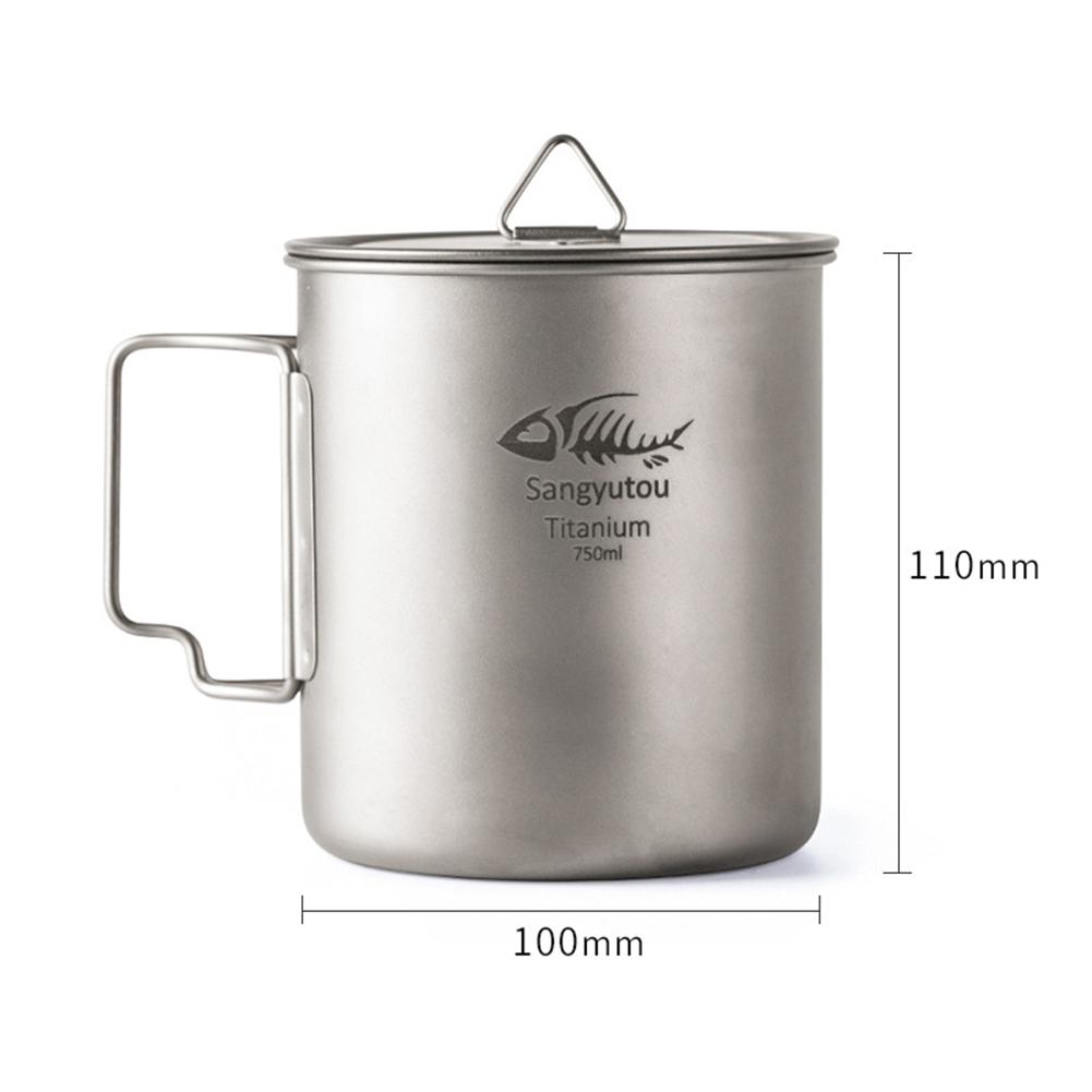 450/550/650ml/750ml Portable Outdoor Water Cup Ultralight Large-capacity Single-layer Pure Titanium Camping Mug