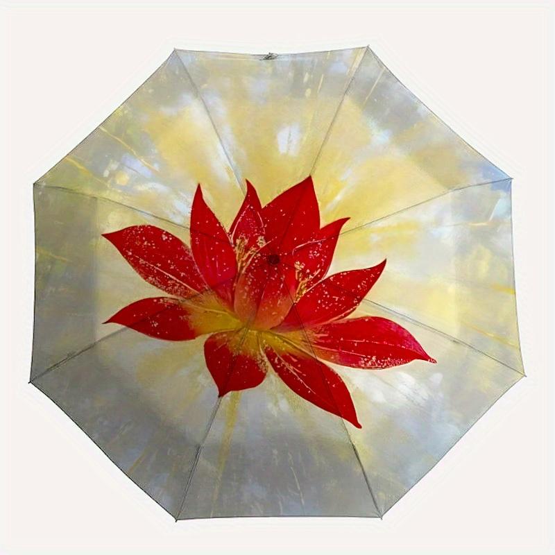 

1pc Lotus Flower Automatic Opening/closing umbrella, Reinforced 8-Rib Construction, Compact Travel Umbrella yy250808168