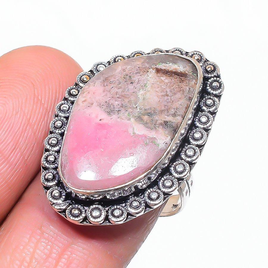 

Натуральный родохрозит драгоценный камень 925 стерлингового серебра ювелирное кольцо размер 9 D1k76
