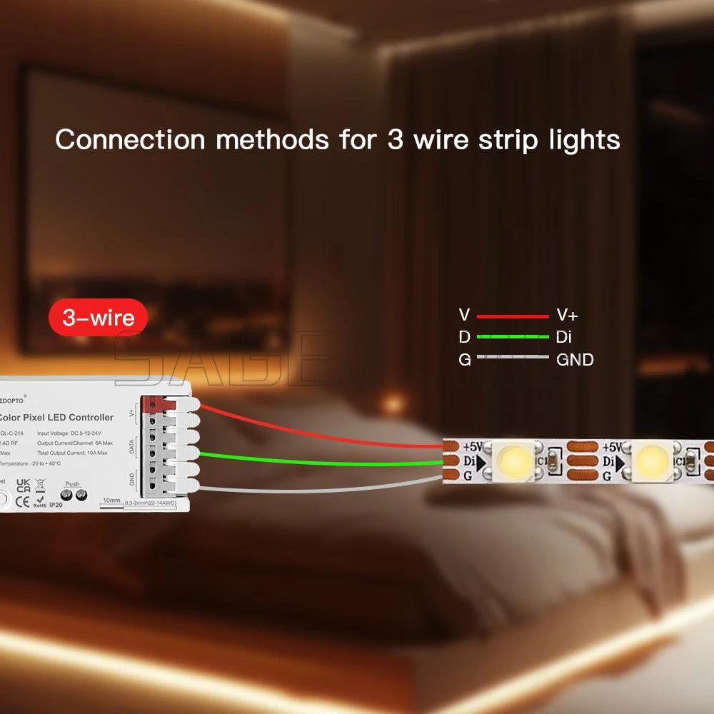 GLEDOPTO RF Pixel LED Controller Dual Color WWCW CCT Dimmer White Light Horse Racing Lighting GL-C-214 Dynamic Wago Connect Port