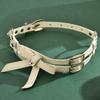 Premium Choker Necklace Double Layer Bow Collar Personalized Necklace Women's Adjustable Leather Necklace