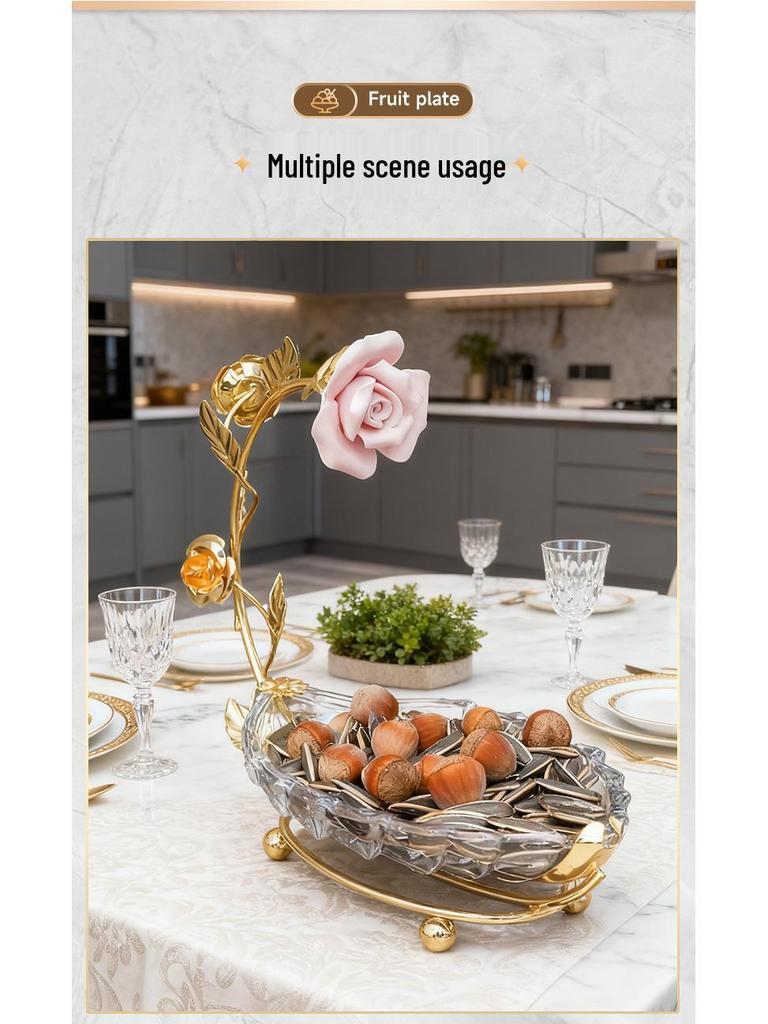 Elegante transparente Blattform Obstschale – Luxuriöse Dessert- & Snackschale für Wohnzimmer oder Couchtisch
