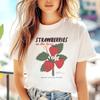 Printed Women's Short Sleeved Round Neck T-Shirt Casual Style Cartoon Strawberry Pattern Street Top Travel Women's Summer T-Shir