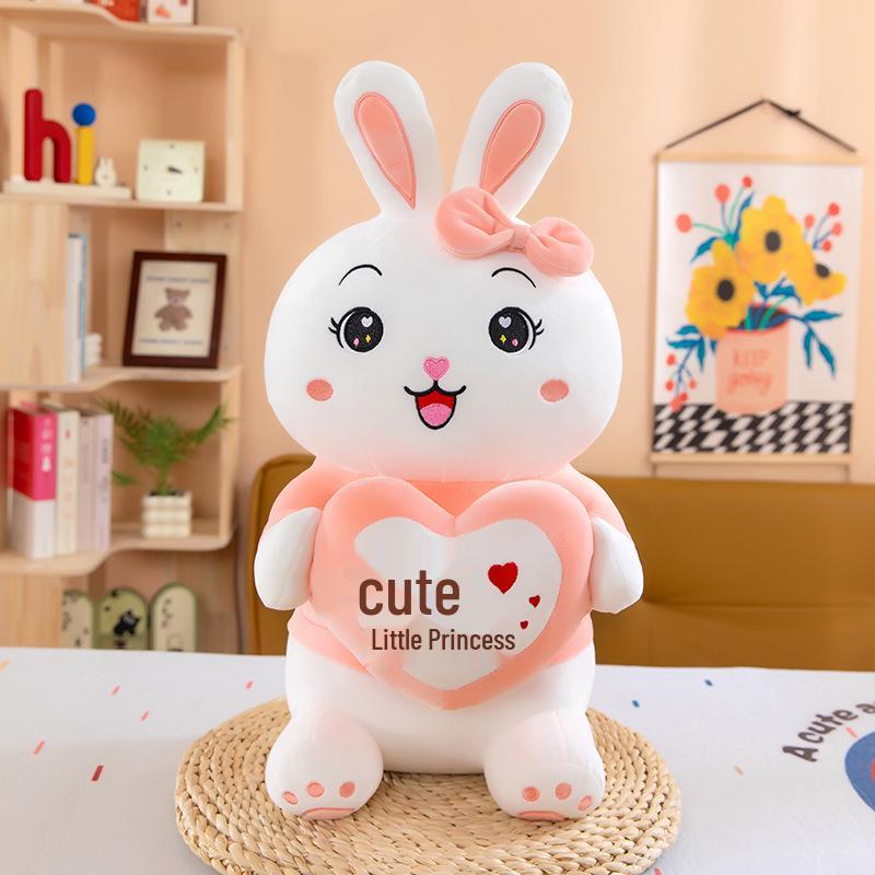 Cute Heart Rabbit Plush Couple Toy - Large Hugging Pillow Doll - Perfect Gift for Girls