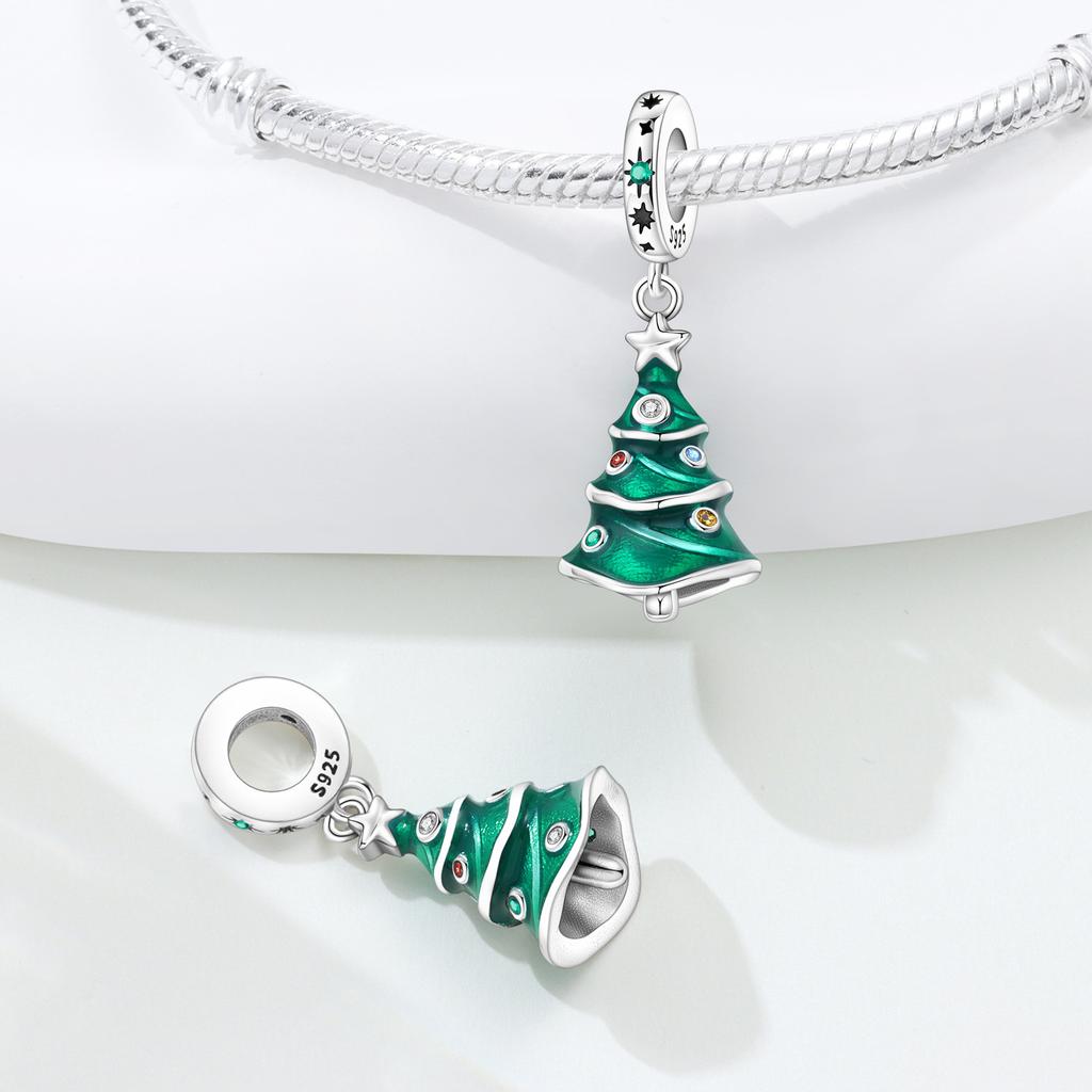 Copper Christmas Tree Decoration Beads Original Pendants Bracelet Charm Jewelry Party Diy Trendy Gifts