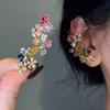 18k Flower Fringed Earrings Exquisite Light Luxury High-end Stud Earrings Temperament Earrings Women