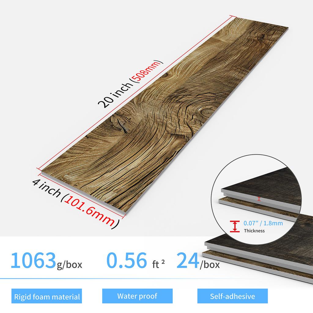 Woodgrain Wall Panels Thick Foam - Waterproof PET Matte Stickers for Kitchen Backsplash & Living Room Self-Adhesive