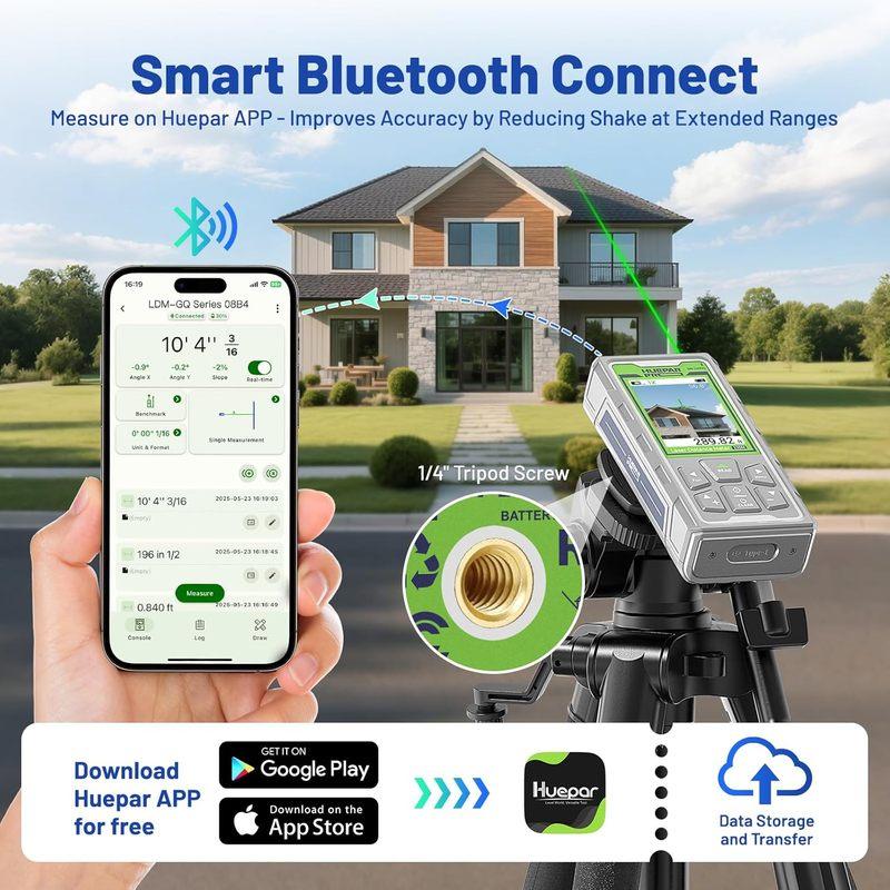 Huepar Pro SW-150GQ Laser Measuring Tool IP68 P2P Technology Laser distance meter  Laser Measure with Camera & Bluetooth