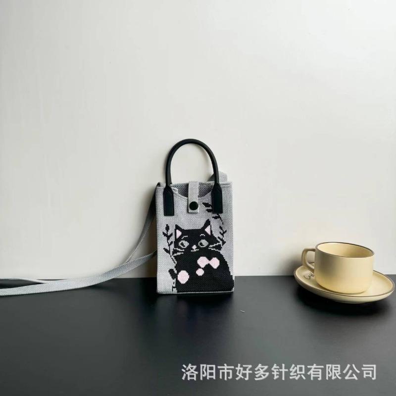 Premium Sense Ns Mobile Phone Bag New Cartoon Knitted Bag Dopamine Niche Versatile Messenger Shoulder Bag Handbag