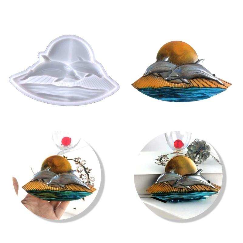 Sun Dolphin Resin Mold Semi-stereoscopic Silicone Molds Epoxy Casting Mould for Wall Hanging Mount Decor DIY Crafts
