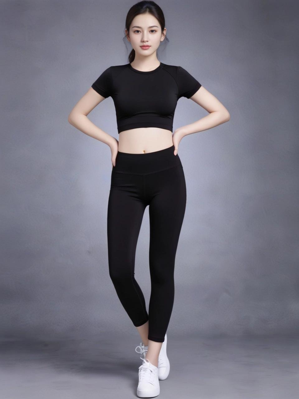 

Женский высококачественный черный комплект для йоги и фитнеса - Коллекция Лето 2025 L чёрный