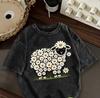 Cute Lamb Tshirt Print Playful Watercolor Style Womens Plus Size Tshirt Womens Clothing