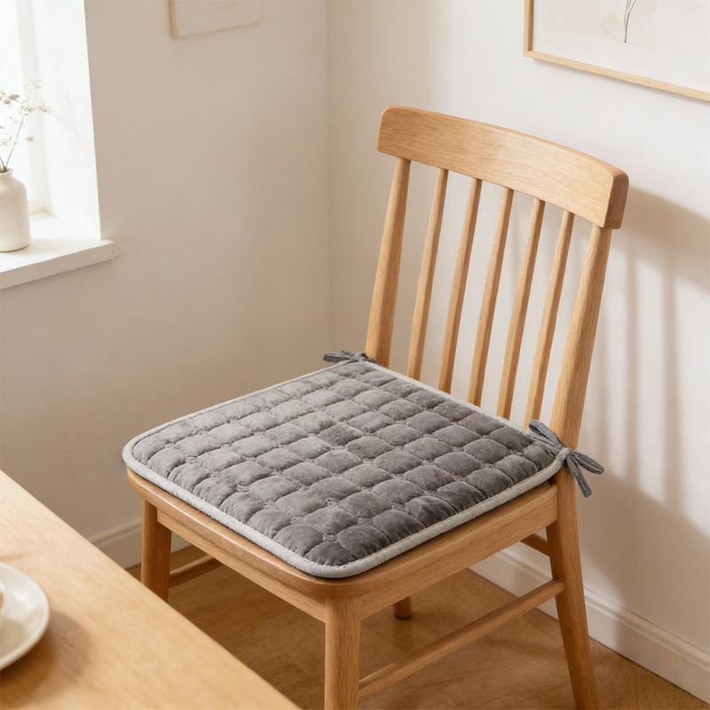 40cm Seat Cushion Comfortable Fleece Design Lightweight Home Decor All-Season With Fixing Straps Solid Color Multiple Colors